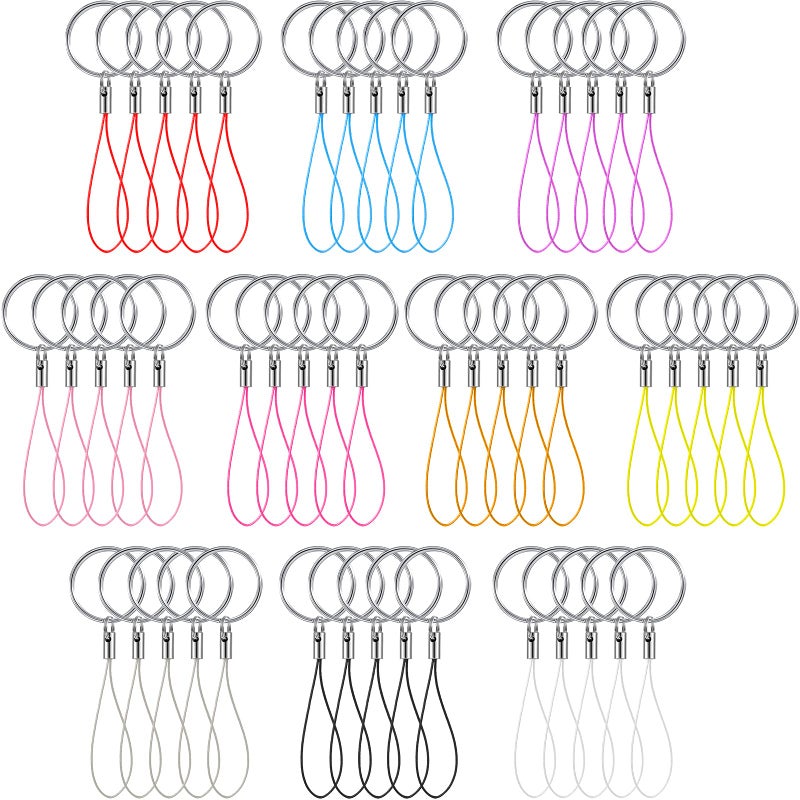 50 Pieces Detachable Nylon Lanyard with Metal Keyring  Cell Phone Strap Split Ring Charm Cords for USB Drive Key ID Card Badge Keychain  10 Colors