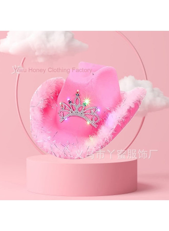 Pink Denim Crown Western Cowboy Hat