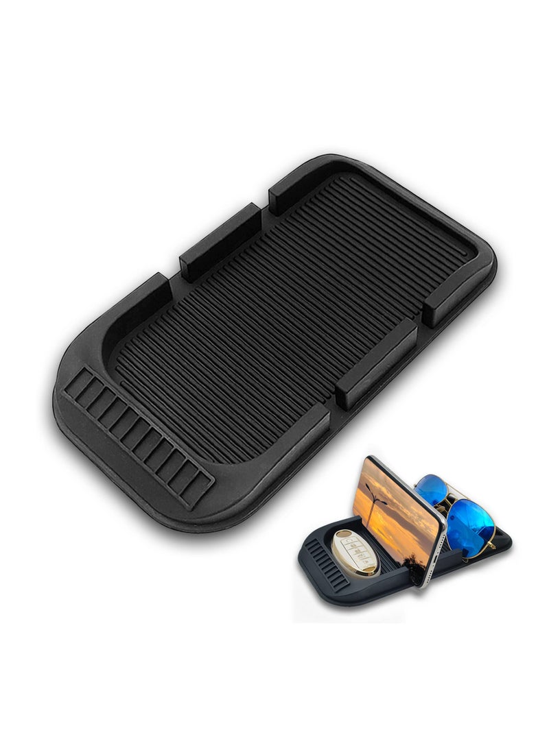 KASTWAVE 2pcs Removable and Reusable Anti Slip Dashboard Pad with Double-Groove Tray, Cell Phone Holder, for Storage Phone Keychains Sunglasses - Image 1