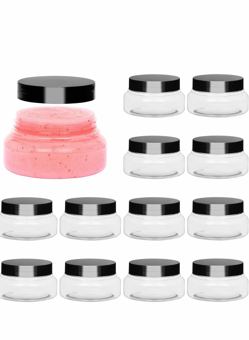 SYOSI 5 oz Plastic Jars with Lids and Labels Clear Refillable Round Plastic Containers Empty Cosmetic Containers for Creams, Lotions, Body Scrub, Body Butter (12 Pack) - Image 1