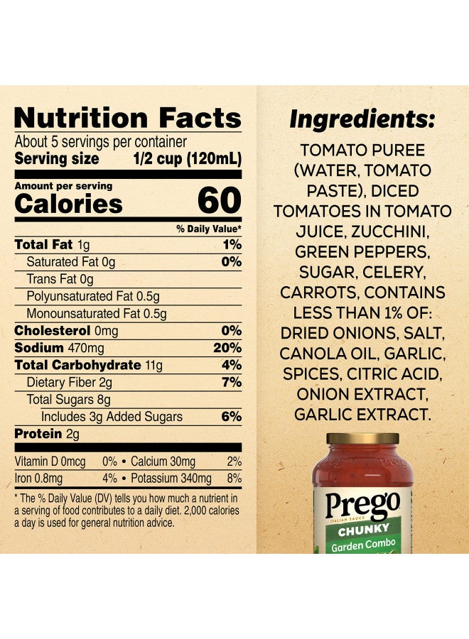 Prego Chunky Garden Combo Pasta Sauce, 23.75 Oz Jar - Image 5