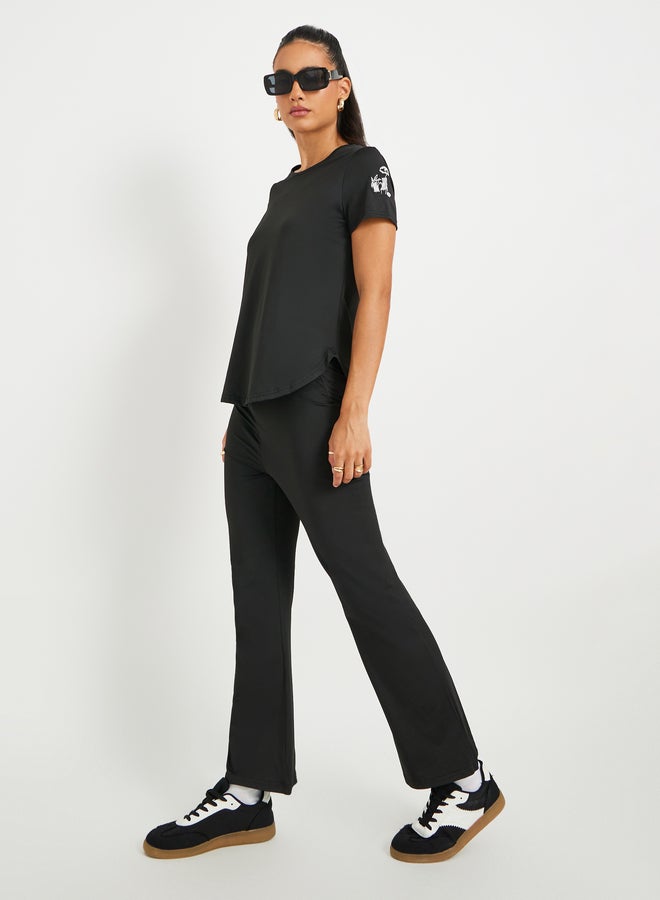 Take Two Embroidered Detail Short Sleeve T-Shirt and Pants Co-Ords  - Image 1