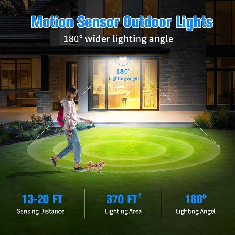 Aootek Solar Outdoor Motion Sensor Lights 2500Lm Solar Panel to 15.3 in² and 3 Modes(Security/Permanent On All Night/Smart Brightness Control) with IP65 Waterproof with Wide Angle(4pack) - Image 5