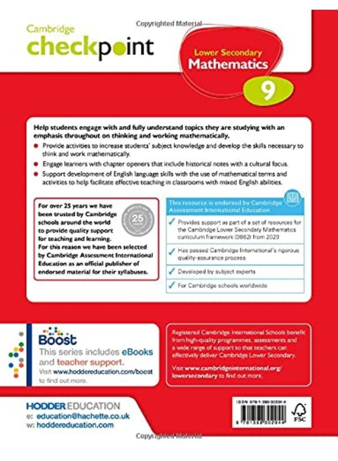 Cambridge Checkpoint Lower Secondary Mathematics Student's Book 9 : Third Edition - Image 2