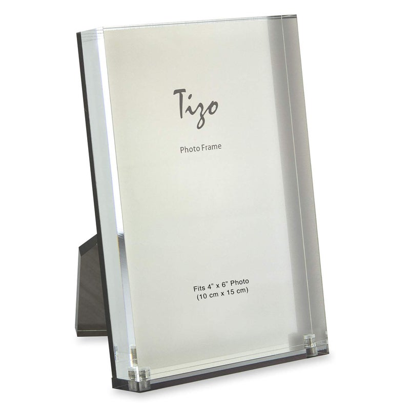 TIZO Design Vertical 4x6 Lucite Picture Frame  Durable 1 Inch Thick Clear Lucite & Magnetic Closures  Elegant & Practical Boutique Quality Photo Frame (Multiple Colors Available) - Image 1
