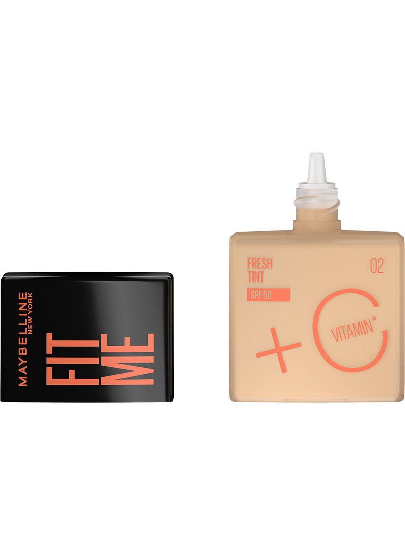 MAYBELLINE NEW YORK مايبيلين نيويورك، Fit Me Fresh Tint SPF 50 مع فيتامين C لتفتيح البشرة، 02  - Image 2