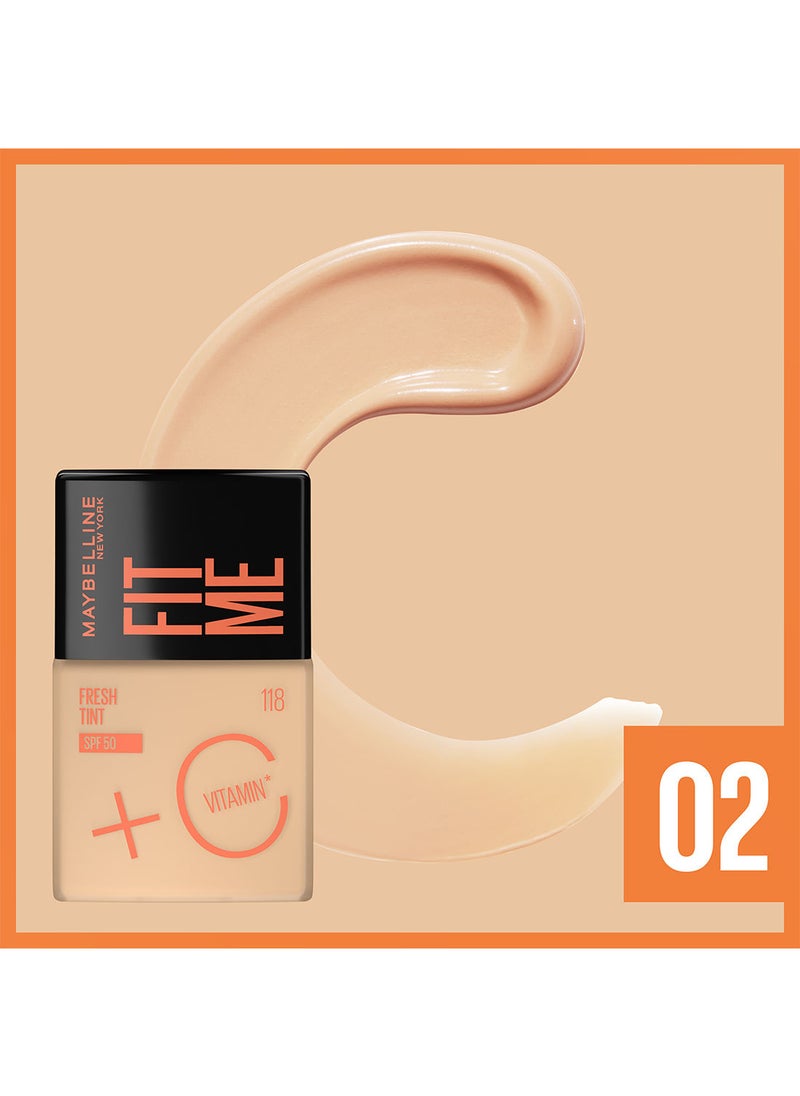 MAYBELLINE NEW YORK مايبيلين نيويورك، Fit Me Fresh Tint SPF 50 مع فيتامين C لتفتيح البشرة، 02  - Image 3