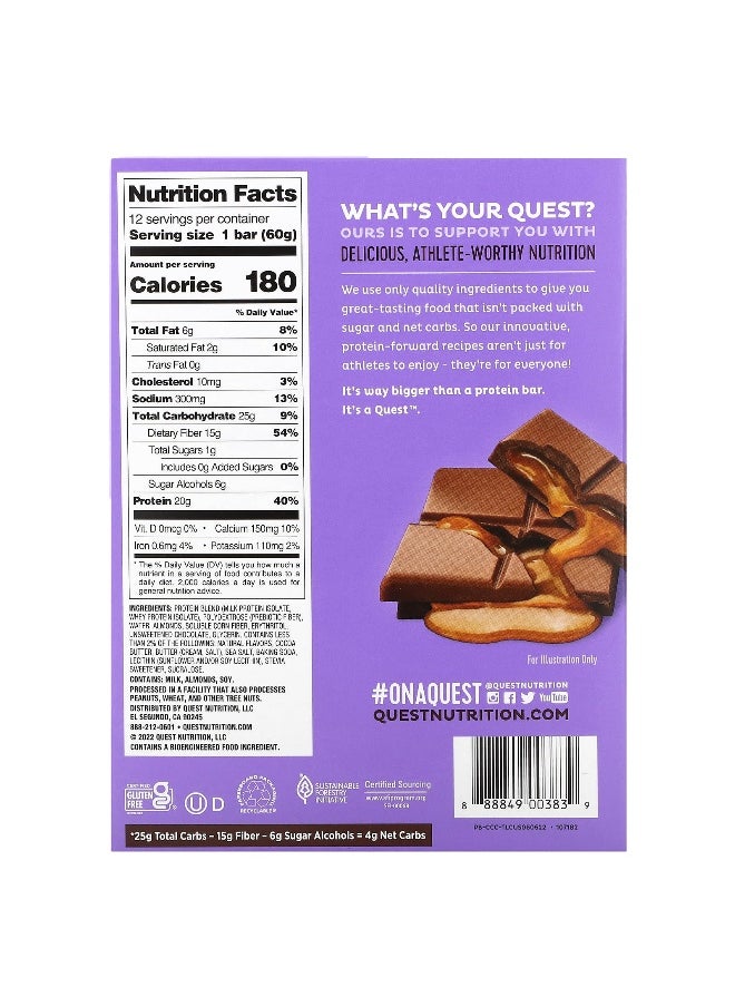 QUEST NUTRITION Quest Nutrition, Protein Bar, Caramel Chocolate Chunk, 12 Bars, 2.12 oz (60 g) Each  - Image 2