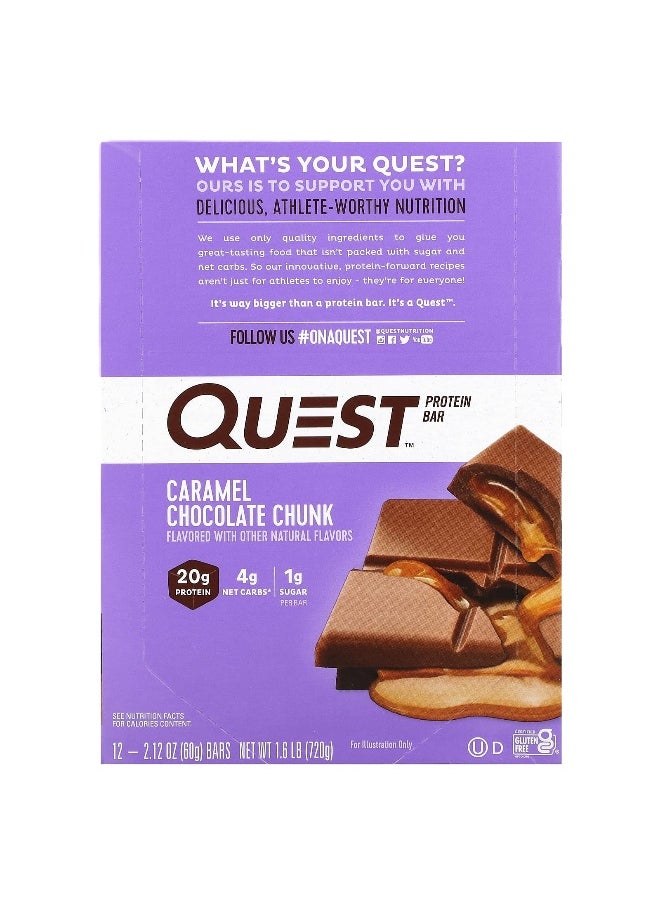 QUEST NUTRITION Quest Nutrition, Protein Bar, Caramel Chocolate Chunk, 12 Bars, 2.12 oz (60 g) Each  - Image 1