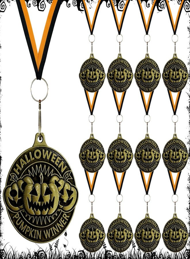 LAIAMER 12 Pcs Halloween Pumpkin Medals, Bulk Pumpkin Carving Award Pumpkin Costume Awards with Neck Ribbons Trick or Treat Medal for Halloween Awards Costume Party Favors - Image 1