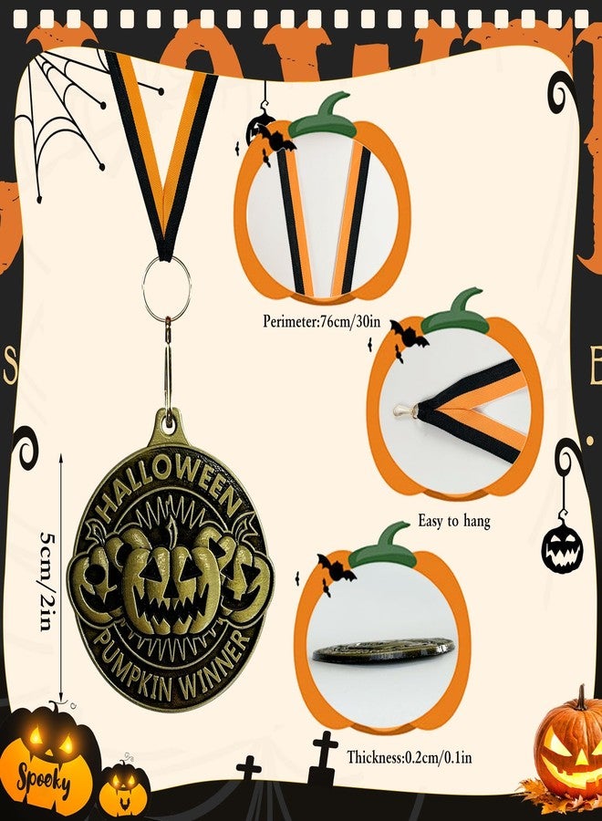 LAIAMER 12 Pcs Halloween Pumpkin Medals, Bulk Pumpkin Carving Award Pumpkin Costume Awards with Neck Ribbons Trick or Treat Medal for Halloween Awards Costume Party Favors - Image 3