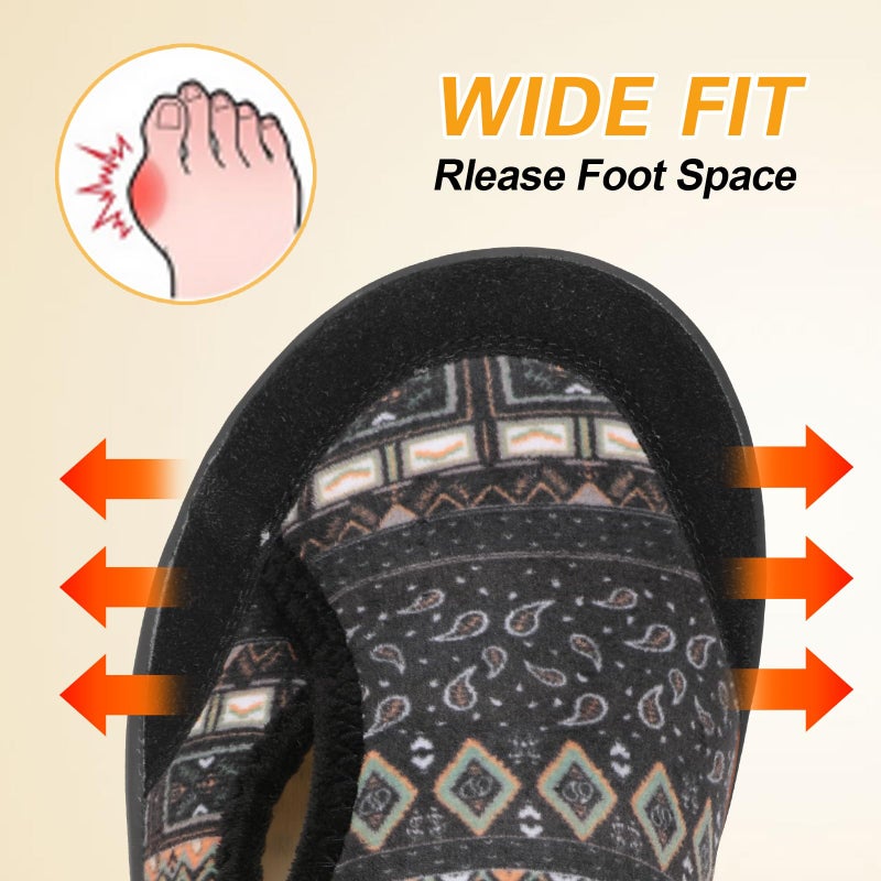 LeIsfIt Diabetic Shoes for Women Wide House Shoes Adjustable Arthritis Edema Slippers Indoor Outdoor Bohemia Size 8 - Image 3