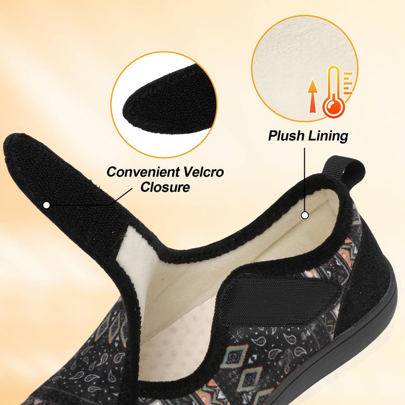 LeIsfIt Diabetic Shoes for Women Wide House Shoes Adjustable Arthritis Edema Slippers Indoor Outdoor Bohemia Size 8 - Image 4