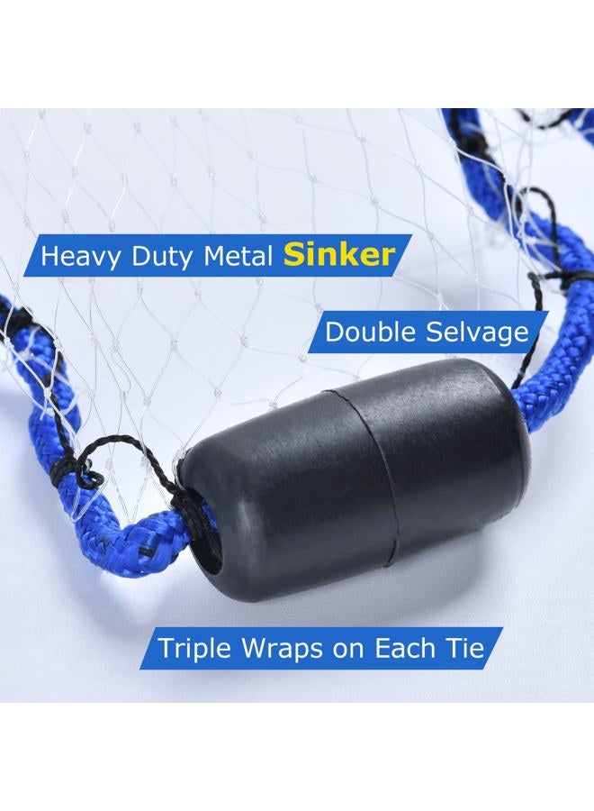 Goture American Fishing Cast Net,Casting Net Freshwater Saltwater for Bait Fish Shrimp Trap 3ft/4ft/6ft/7ft/8ft/10ft/12ft Radius 1/4 3/8inch Mesh Size,Throw Fishing Castnet with Needle Shuttle - Image 3