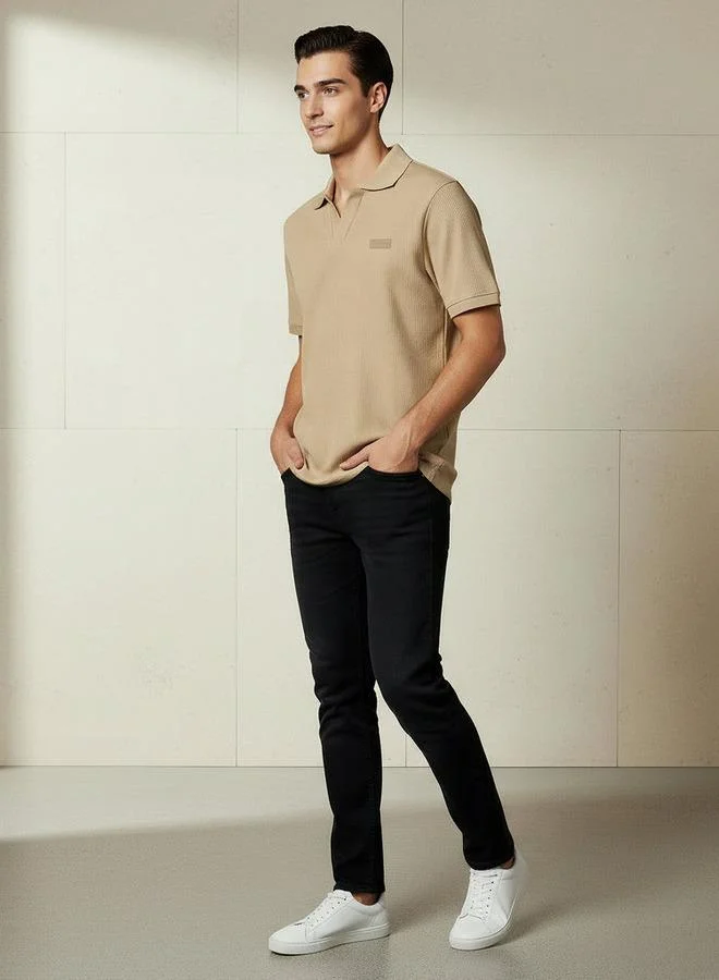 Lee Cooper Lee Cooper Men Regular Fit Collared Neck Short Sleeve Ribbed Polo T shirt