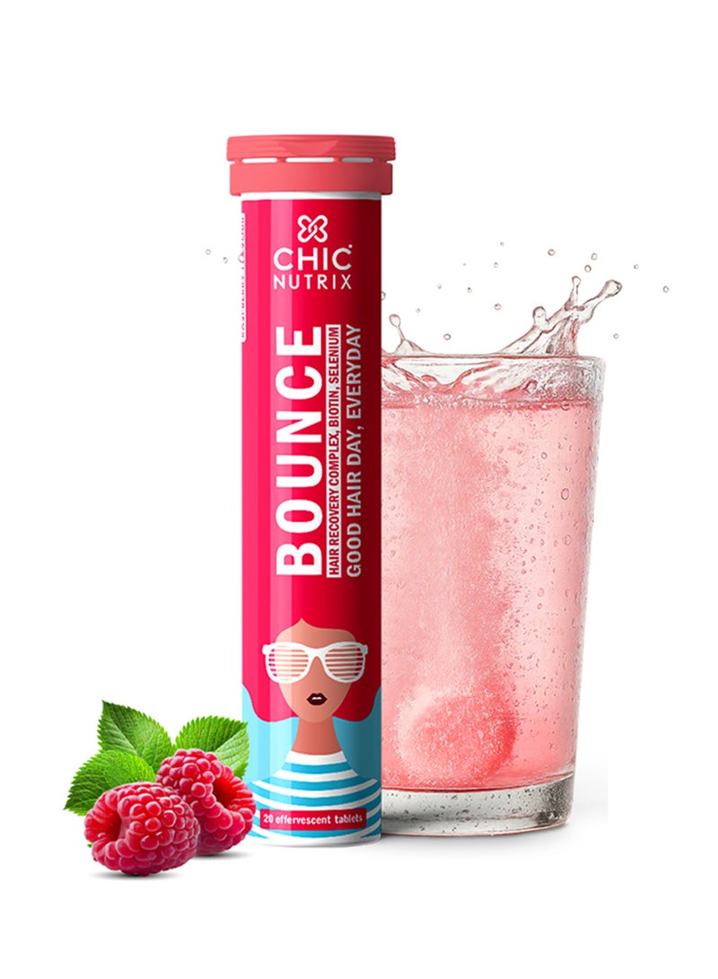 CHICNUTRIX باونس - معزز البيوتين والكيراتين لنمو الشعر والتحكم في تساقط الشعر - 20 قرص فوّار، بنكهة التوت - Image 1