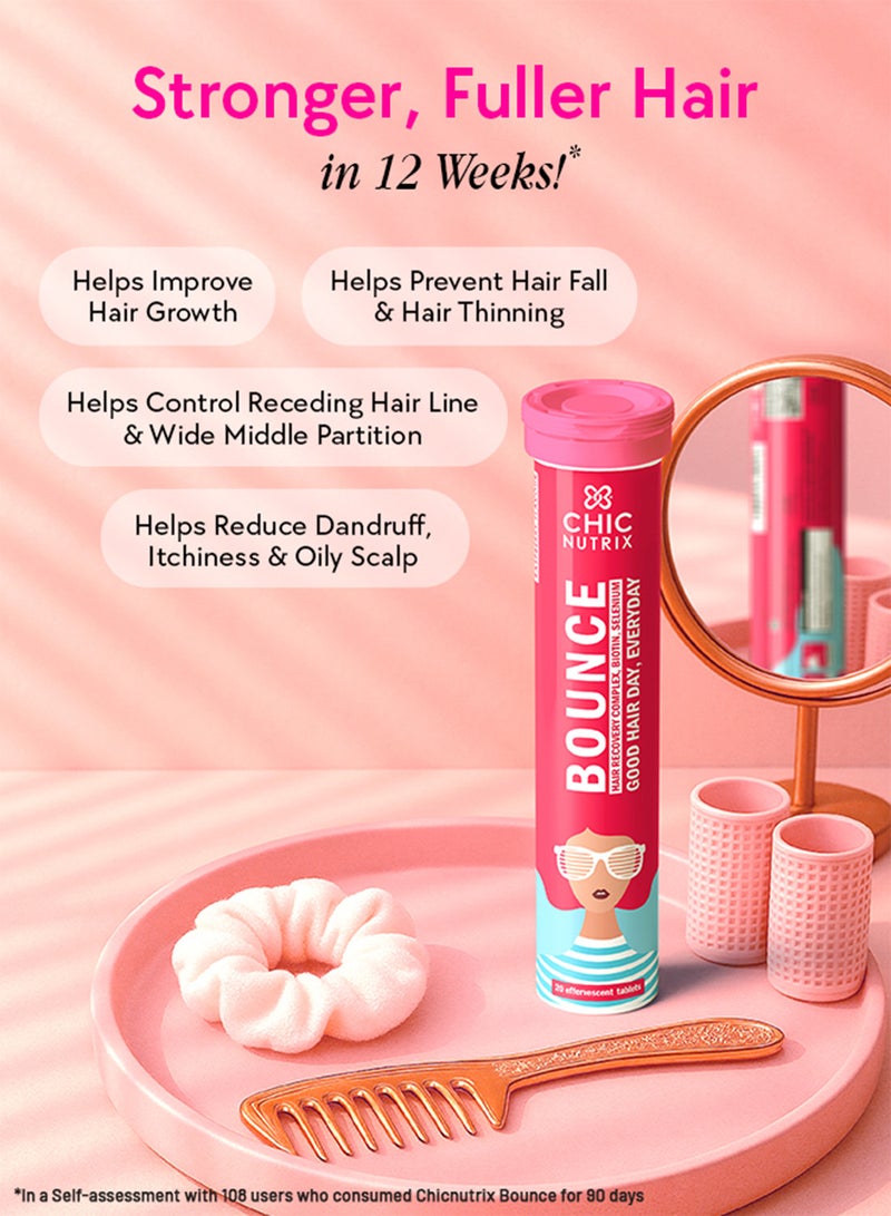 CHICNUTRIX باونس - معزز البيوتين والكيراتين لنمو الشعر والتحكم في تساقط الشعر - 20 قرص فوّار، بنكهة التوت - Image 3