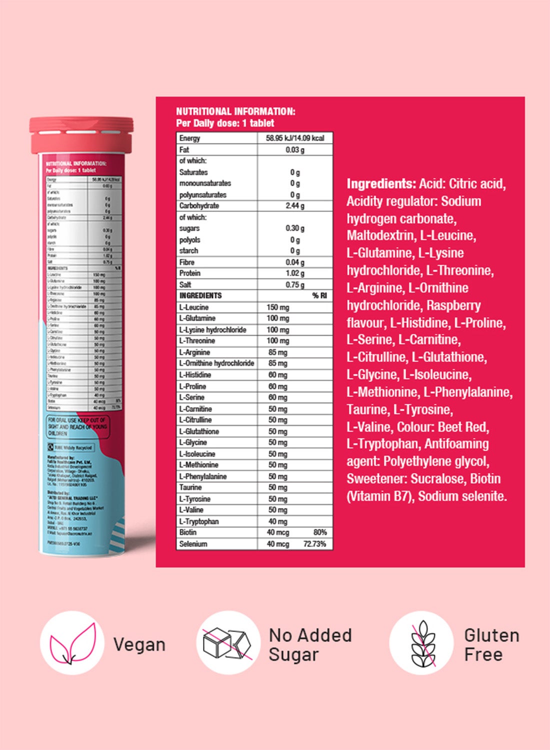 Chicnutrix Bounce Biotin & Keratin Hair Growth & Hair Fall Effervescent Tablets Raspberry 20'S