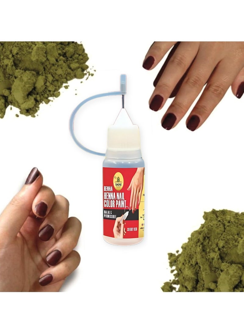 Amina Instant Nail Injection Henna Paste Mehendi Combo Of Dark Brown, Cherry Red, Maroon Color Bottle | Vegan & Halal Nail Polish For Women | Without Chemicals | Long Lasting | Ready To Use Stain (10 ml x Pack Of 3) - Image 3