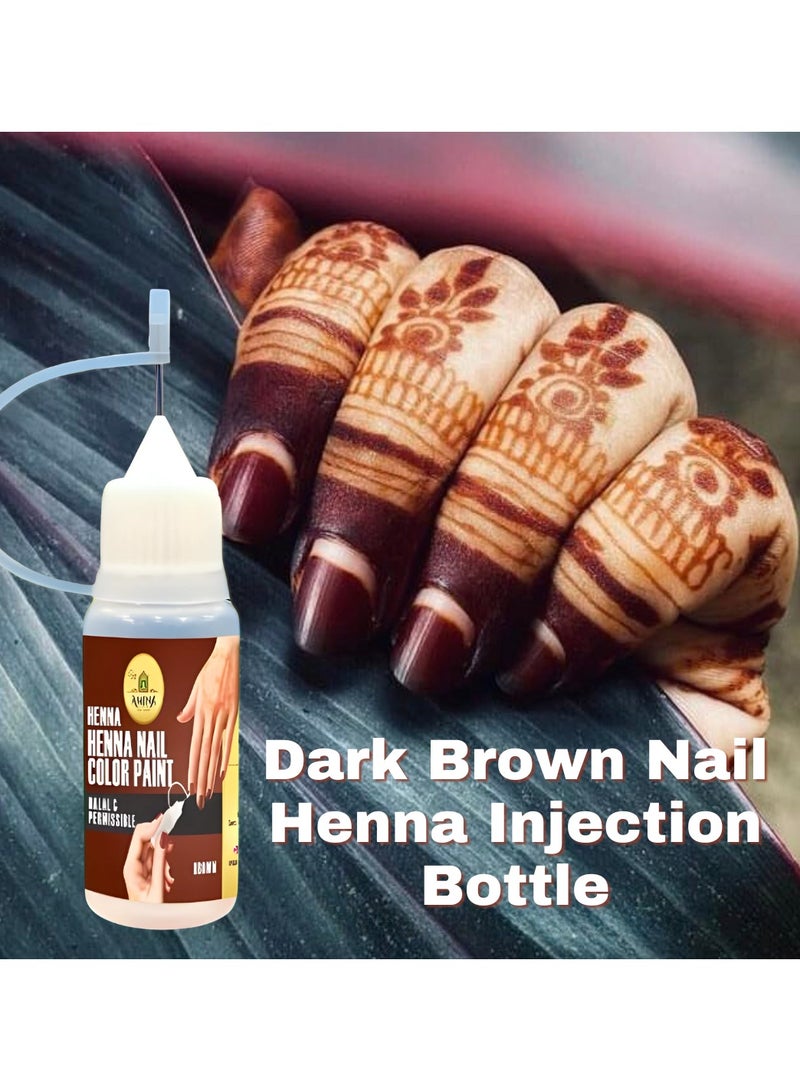 Amina Instant Nail Injection Henna Paste Mehendi Combo Of Dark Brown, Cherry Red, Maroon Color Bottle | Vegan & Halal Nail Polish For Women | Without Chemicals | Long Lasting | Ready To Use Stain (10 ml x Pack Of 3) - Image 5