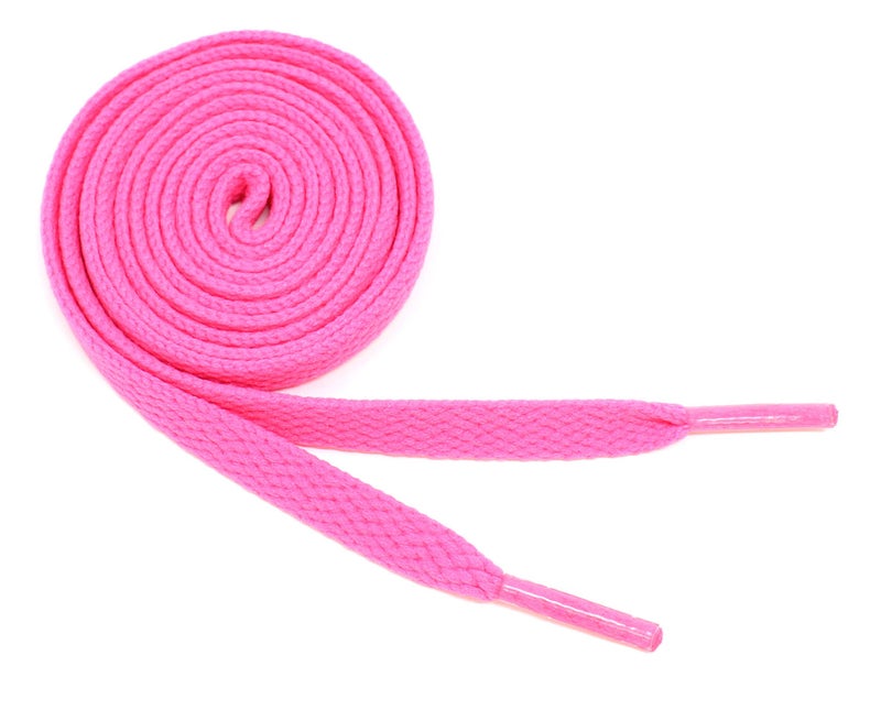BCB Wear Flat Shoelaces 5/16" Wide Solid Colors Several Lengths For Sneakers and Shoes (Hot Pink-36) - Image 2
