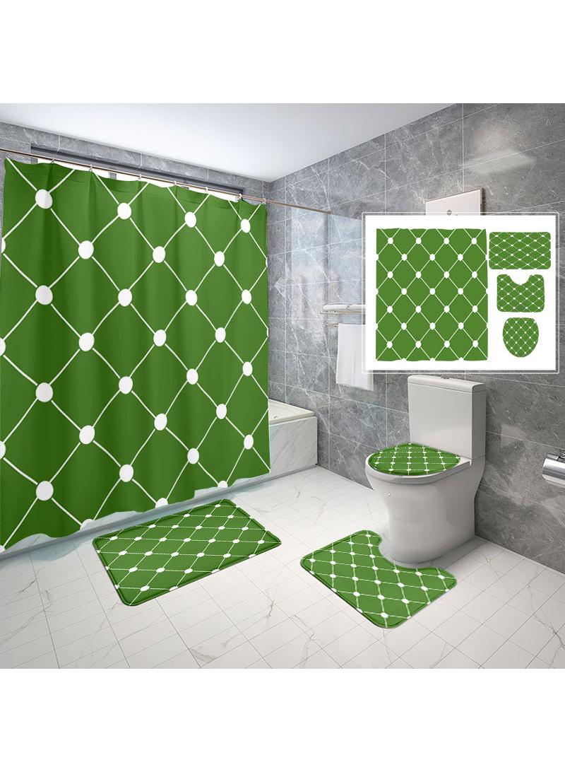 general 4 Piece Shower Curtain Sets With Non-Slip Rugs Toilet Lid Cover And Bath Mat Durable And Waterproof For Bathroom Decor Set - Image 1