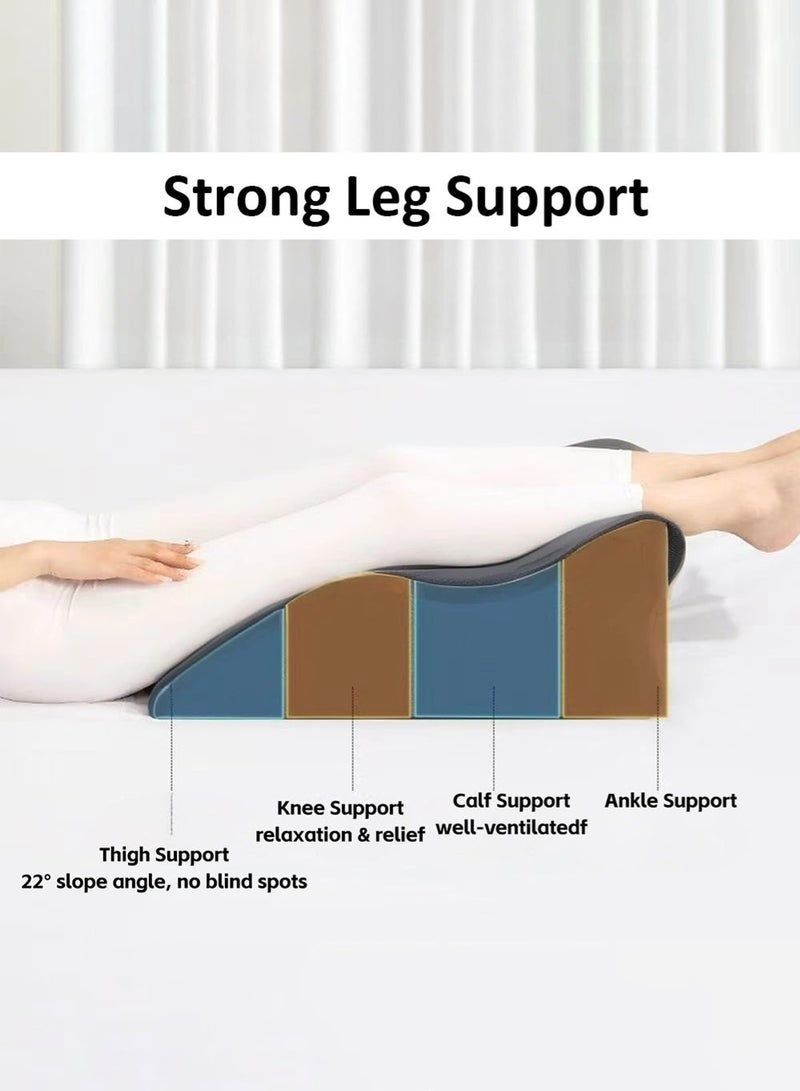 كِنشُو وسادة ظهر مائلة، وسادة استلقاء للسرير، مُثبّتة لوضعية الساقين، وسادات للسرير، وسادة للجلوس للبالغين، وسادة رغوة ذاكرة لدعم الظهر، وسادة للقراءة للسرير أو الأريكة، وسادة للنوم، تخفيف آلام الظهر والساقين، تخفيف ارتجاع المريء، ومنع الشخير. - Image 5