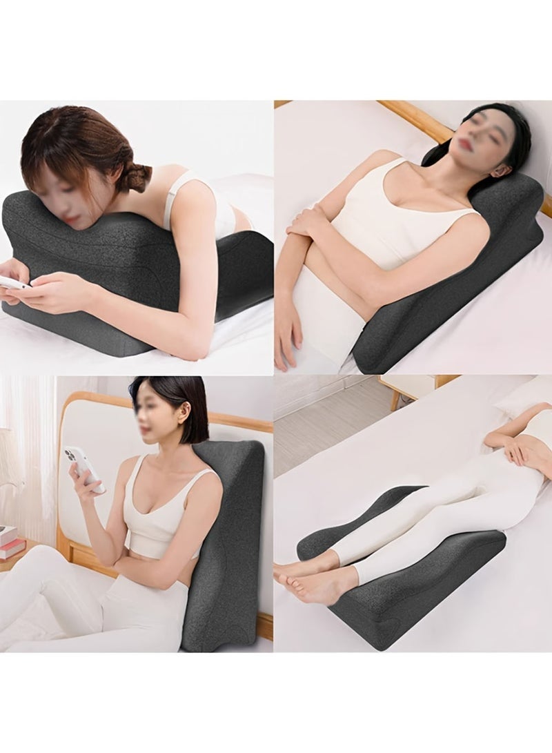 كِنشُو وسادة ظهر مائلة، وسادة استلقاء للسرير، مُثبّتة لوضعية الساقين، وسادات للسرير، وسادة للجلوس للبالغين، وسادة رغوة ذاكرة لدعم الظهر، وسادة للقراءة للسرير أو الأريكة، وسادة للنوم، تخفيف آلام الظهر والساقين، تخفيف ارتجاع المريء، ومنع الشخير. - Image 3