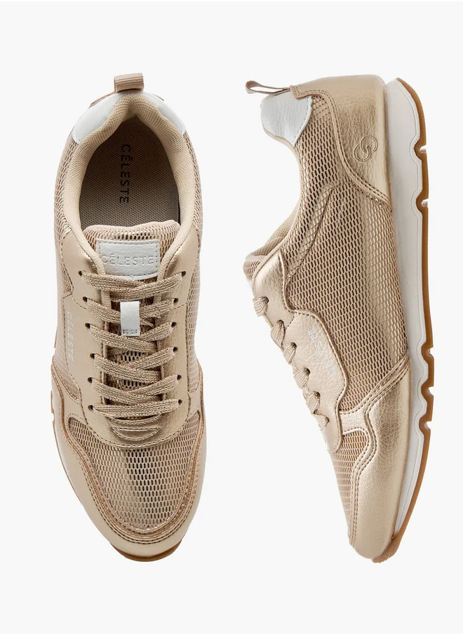 سيليست Women's Logo Detail Sneakers with Lace-Up Closure