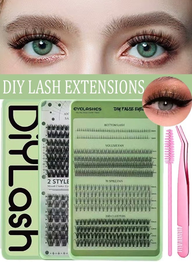 CMAYOME False Lashe DIY Cluster Lash Kit, Lash Book，Single Cluster Eyelashes Extra large Capacity 551 PCS,6 Styles,Volume Lashes Wispy Natural Eyelashes with Tweezer,Reusable Fluffy Lash Extension Kit - Image 1