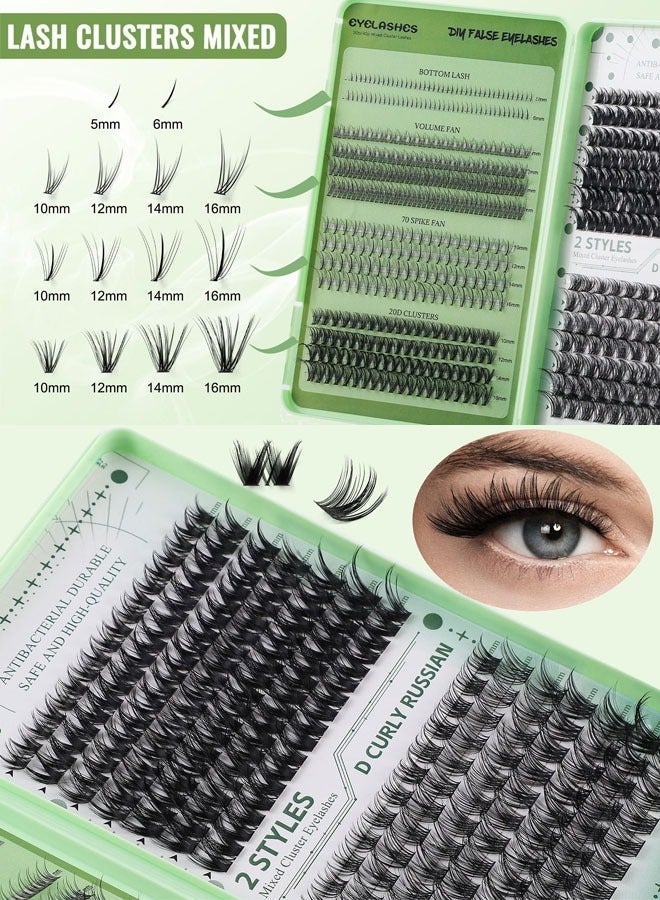 CMAYOME False Lashe DIY Cluster Lash Kit, Lash Book，Single Cluster Eyelashes Extra large Capacity 551 PCS,6 Styles,Volume Lashes Wispy Natural Eyelashes with Tweezer,Reusable Fluffy Lash Extension Kit - Image 3
