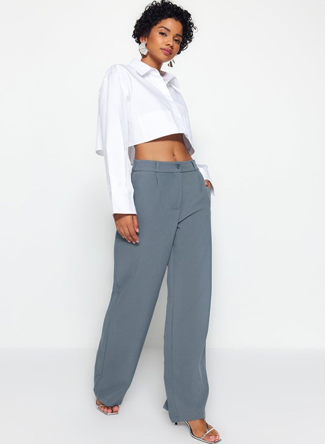 trendyol High Waist Wide Leg Pleated Woven Fabric Trousers - Image 2