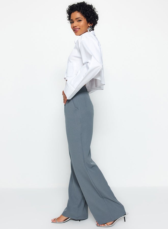 trendyol High Waist Wide Leg Pleated Woven Fabric Trousers - Image 3