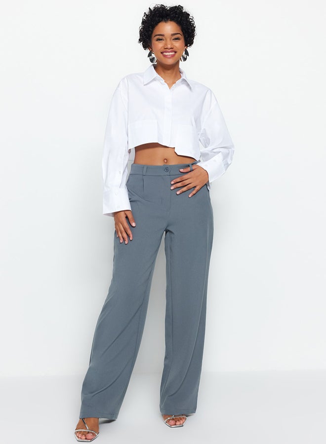 trendyol High Waist Wide Leg Pleated Woven Fabric Trousers - Image 1