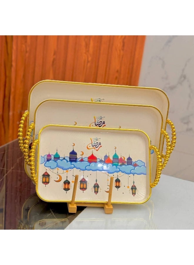 طقم صواني رمضان ميلامين 3 مقاسات - Image 2