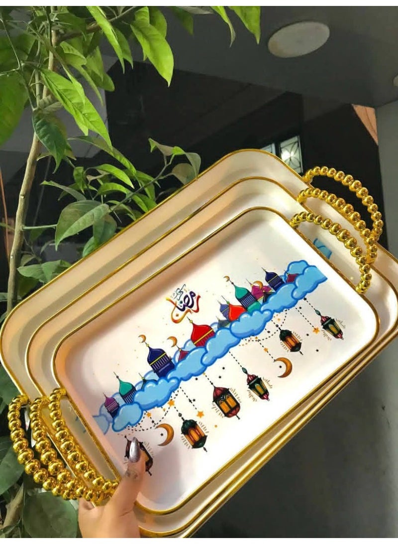 طقم صواني رمضان ميلامين 3 مقاسات - Image 1