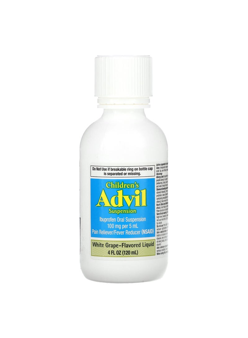 Advil أدفيل للأطفال للحمى للأعمار من 2 إلى 11 سنة، عنب أبيض 4 أونصة سائلة (120 مل)