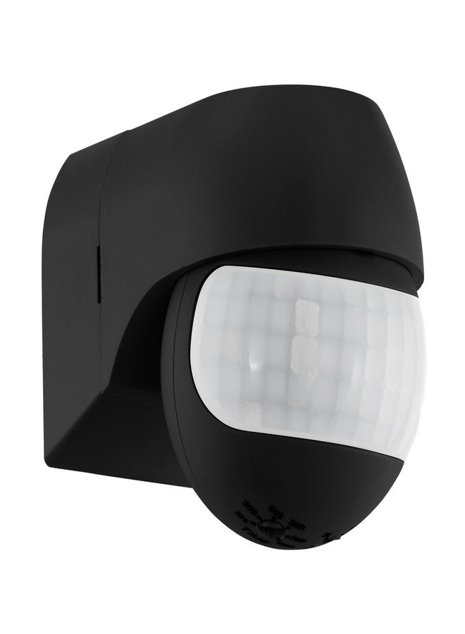 EGLO DETECT ME 1 Outdoor Motion Sensor, 180-Degree PIR Detector, Black Plastic, IP44 Splash-Proof, 12m Range, Adjustable Timer and Lux, with Corner Mount