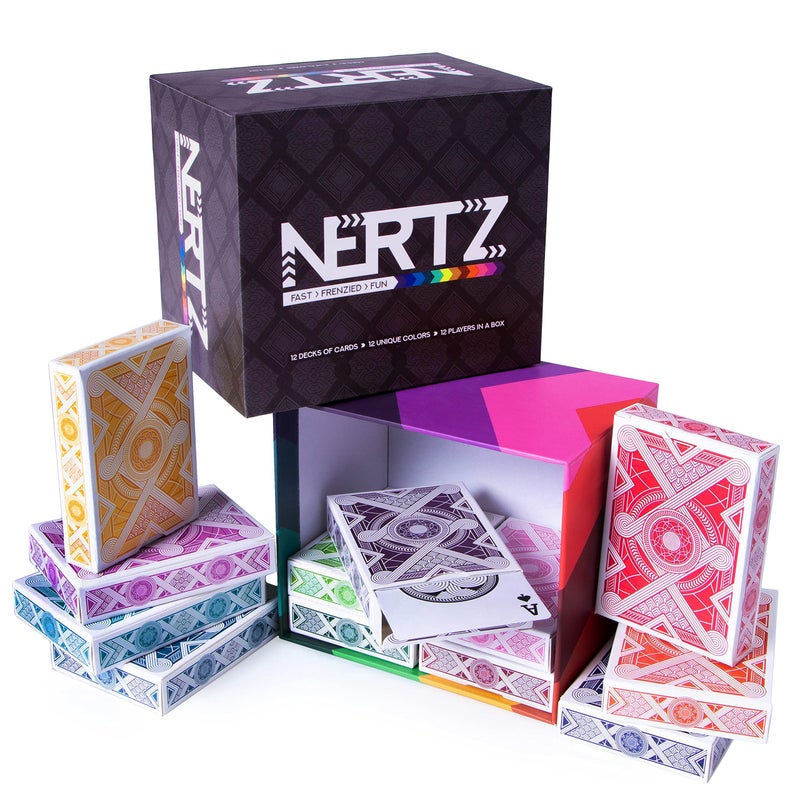 Brybelly Nertz Card Game 12 Decks of Standard 3.5 x 2.5 Wide Poker Cards - Playing Cards 12 Pack for Dutch Blitz Card Game with 12 Unique Colors - Image 1