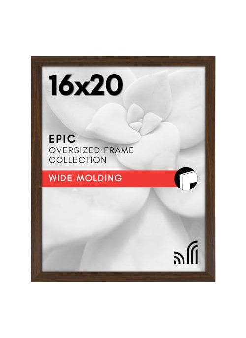 Americanflat Americanflat 16x20 Picture Frame with Polished Plexiglass  Wide Picture Frames Made of Engineered Wood for Vertical or Horizontal Wall Display  Epic Collection  Walnut 