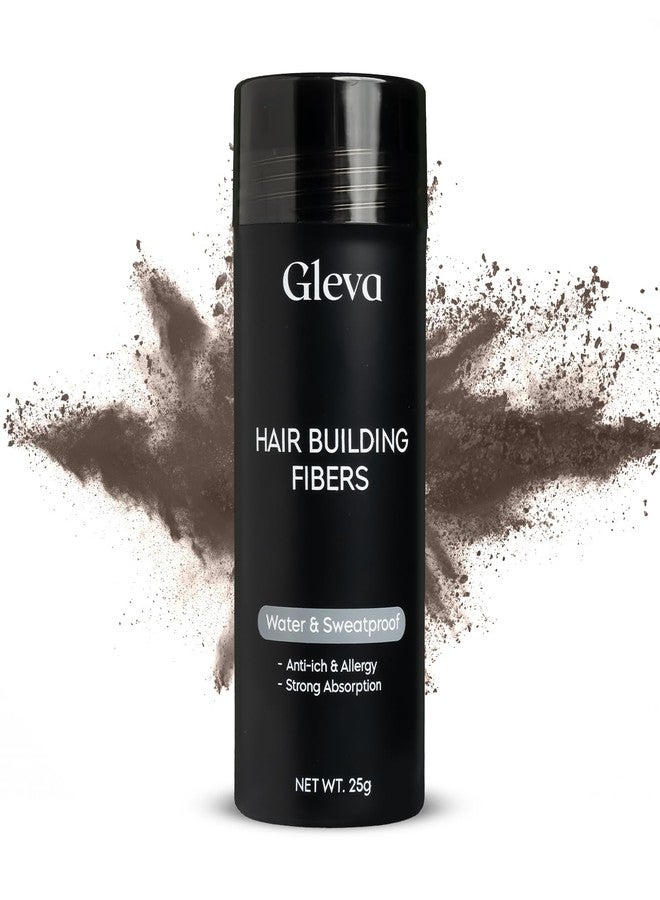 Gleva Hair Building Fibers - Powder Thickener, Topper for Fine Hair - Natural Filler Instantly Conceals Loss - Bald Spots Filler for Women & Men (Dark Brown), 25 Grams - Image 1