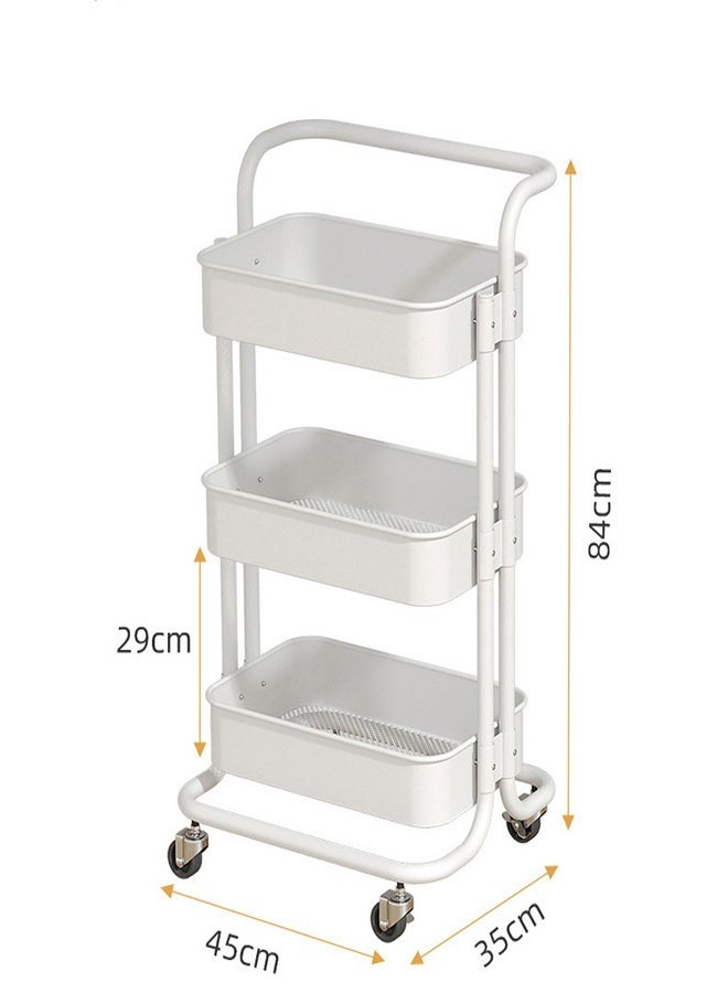 3-Tier Rolling Shelves Metal Cart Organizer Black - Image 2