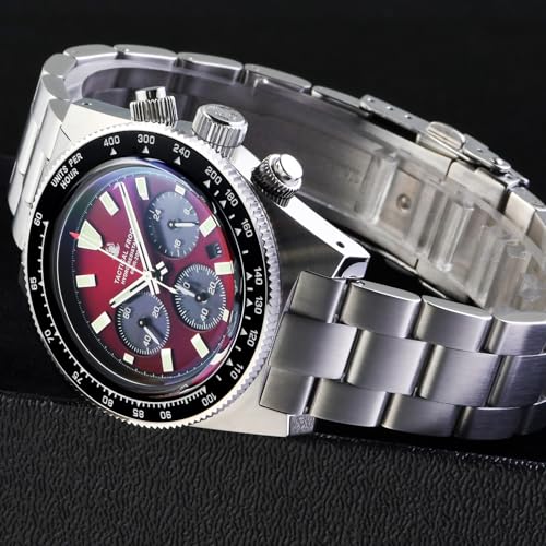 TACTICAL FROG Chronograph Watch V2 VS75A Quartz Sapphire Crystal Waterproof, Red Dial 100M Water Resistant - Image 2