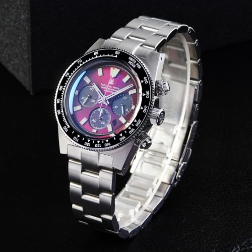 TACTICAL FROG Chronograph Watch V2 VS75A Quartz Sapphire Crystal Waterproof, Red Dial 100M Water Resistant - Image 4