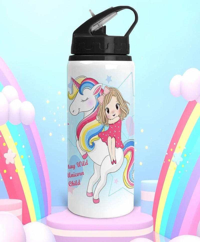 NH10 DESIGNS NH10 DESIGNS Stay Wild Unicorn Child Printed Water Bottle For Kids Sipper Water Bottle 750ml Birthday Gift For Girls Boys Friends School Bottle Best Gift For Unicorn Lovers UNCRNLIDSIP 12  - Image 2