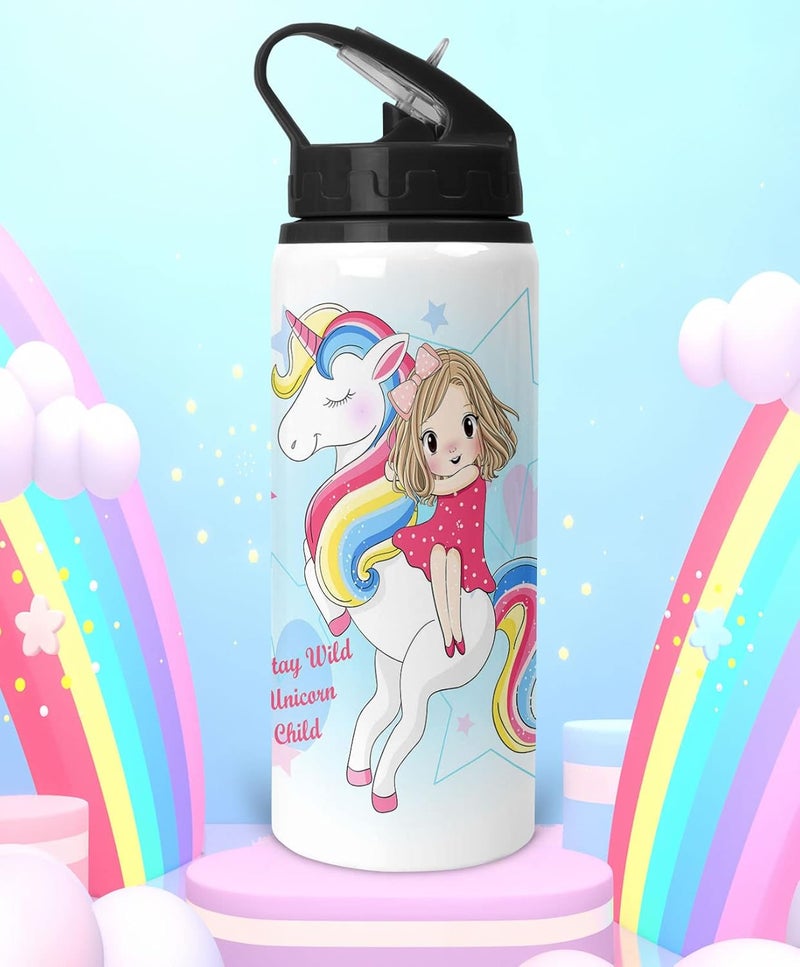 NH10 DESIGNS NH10 DESIGNS Stay Wild Unicorn Child Printed Water Bottle For Kids Sipper Water Bottle 750ml Birthday Gift For Girls Boys Friends School Bottle Best Gift For Unicorn Lovers UNCRNLIDSIP 12  - Image 1