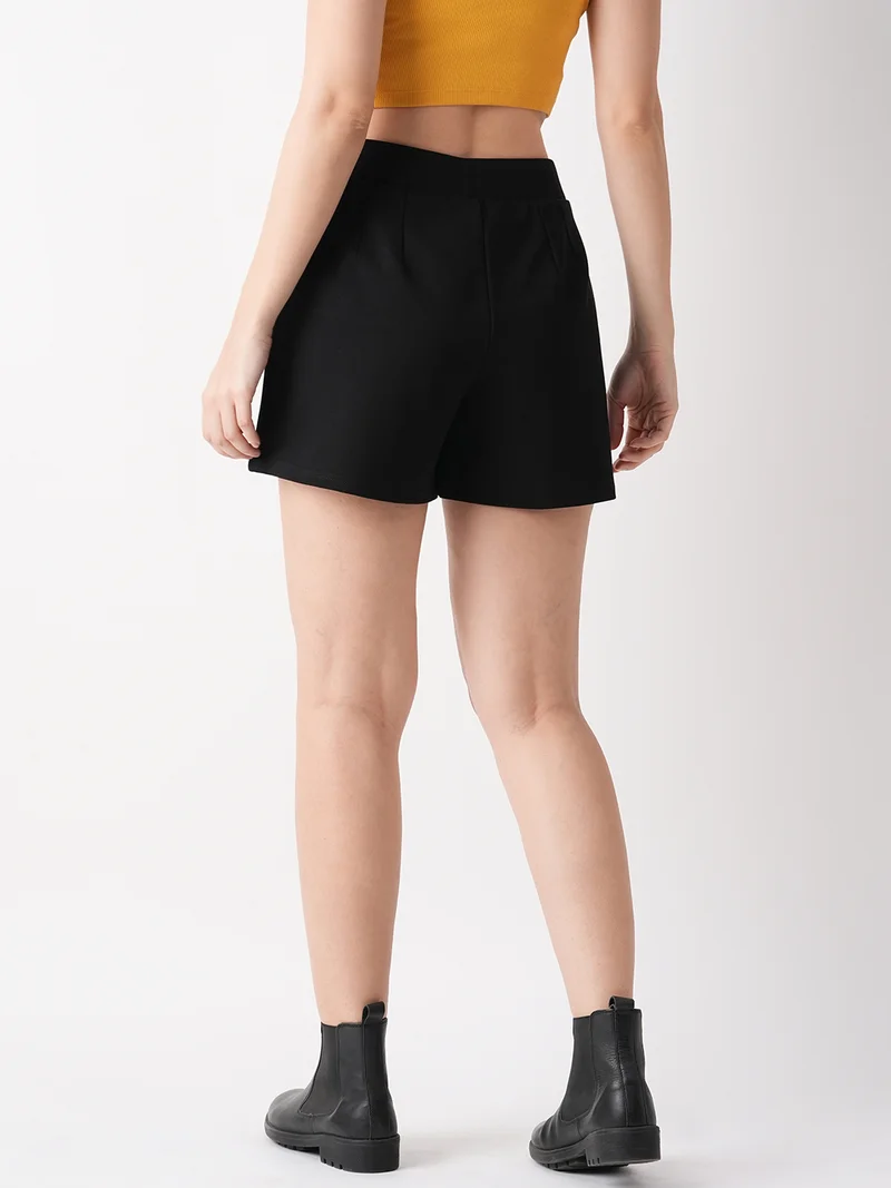 globus Black Women Black Regular Fit Mid-Rise Hot Shorts for Women | Best Price UAE