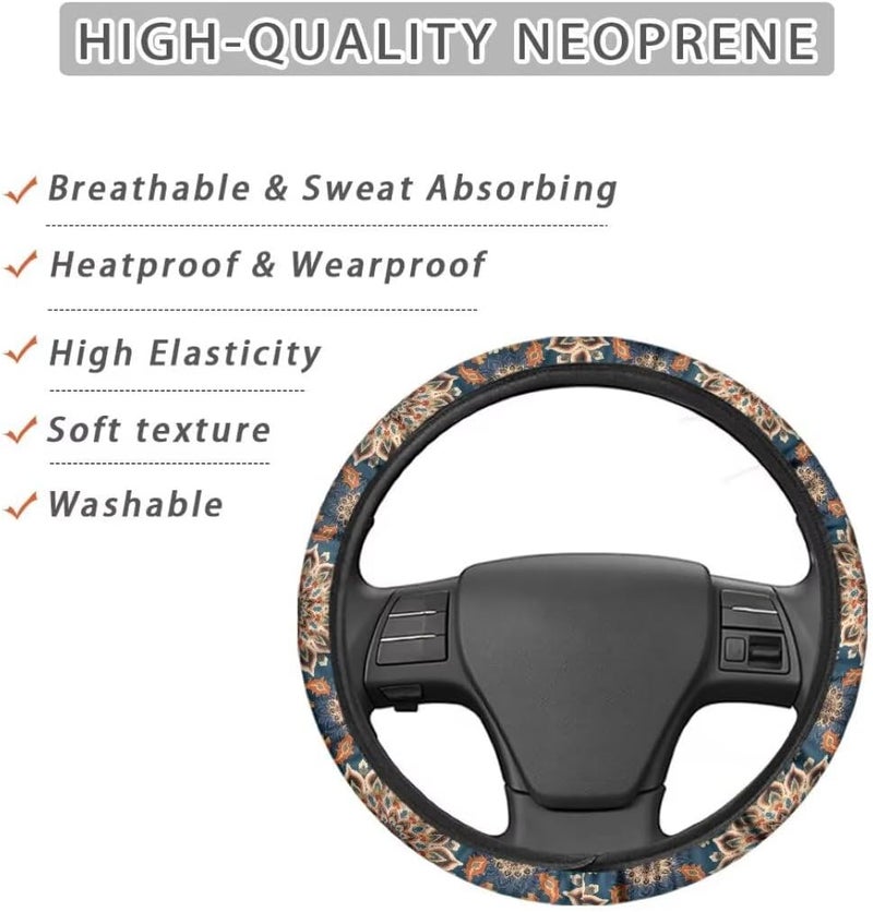 Car Steering Wheel Cover for Women and Men,Non-Slip Breathable Steering Wheel,Universal 14.5"-15" Fit for Cars and SUVs(Beige and Deep Blue) - Image 4