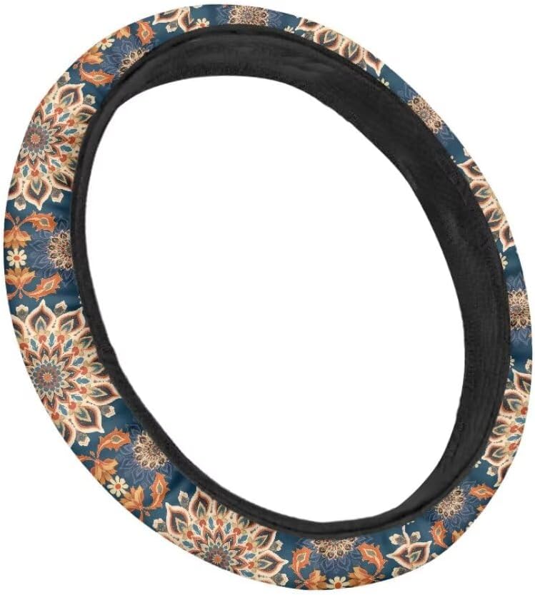 Car Steering Wheel Cover for Women and Men,Non-Slip Breathable Steering Wheel,Universal 14.5"-15" Fit for Cars and SUVs(Beige and Deep Blue) - Image 3