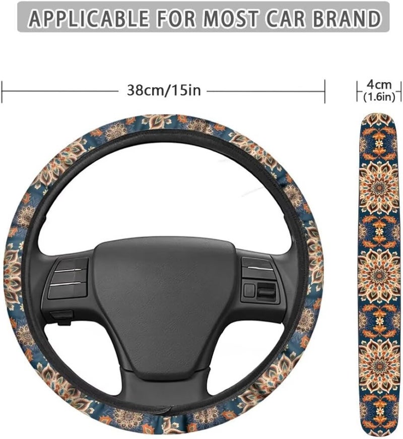 Car Steering Wheel Cover for Women and Men,Non-Slip Breathable Steering Wheel,Universal 14.5"-15" Fit for Cars and SUVs(Beige and Deep Blue) - Image 5
